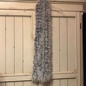 Fuzzy Blue and White Scarf